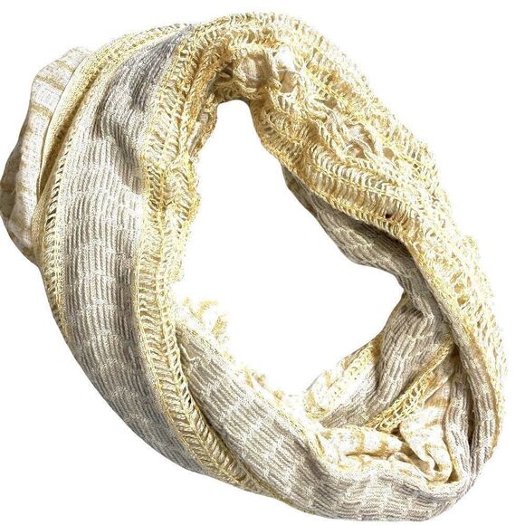 ISA & STEF Tan & White Infinity Scarf - Picture 1 of 10